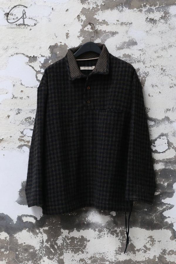 AVIVA JIFEI XUE 24 Autumn and Winter Pullover High Neck Fleece Top AJX-FW24-PHFT-CWC-MTGW Charcoal Plaid
